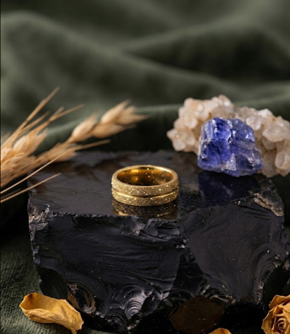 Bague en Acier Inoxydable - Or Pailleté. Taille 17 à 21