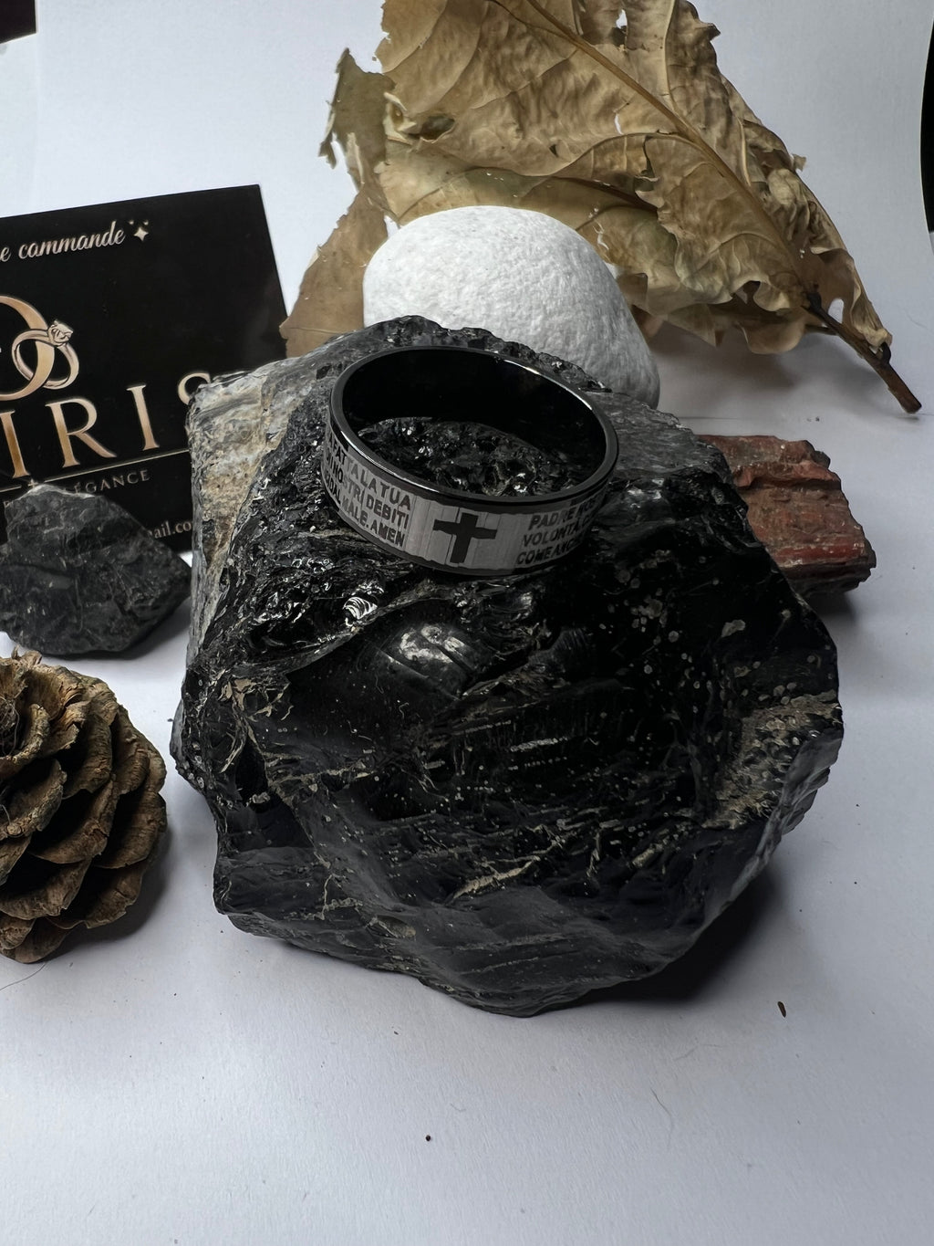 Bague "Padre Nostro" – Acier Inoxydable & Croix Gravée
