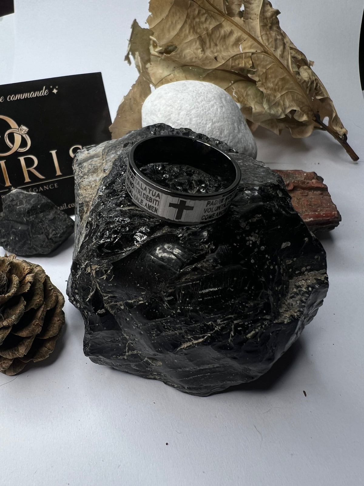 Bague "Padre Nostro" – Acier Inoxydable & Croix Gravée
