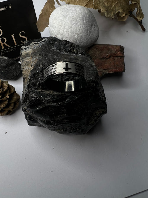 Bague "Padre Nostro" – Acier Inoxydable & Croix Gravée