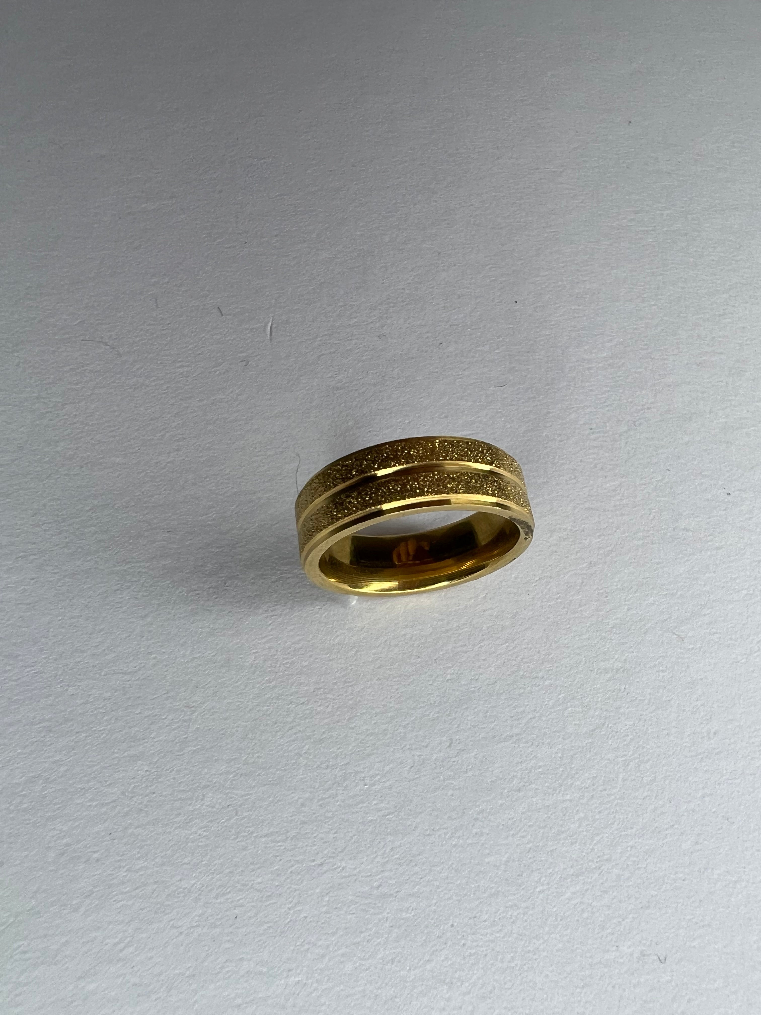Bague en acier inoxydable couleur or avec paillettes scintillantes