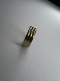 Bague striée en acier inoxydable doré