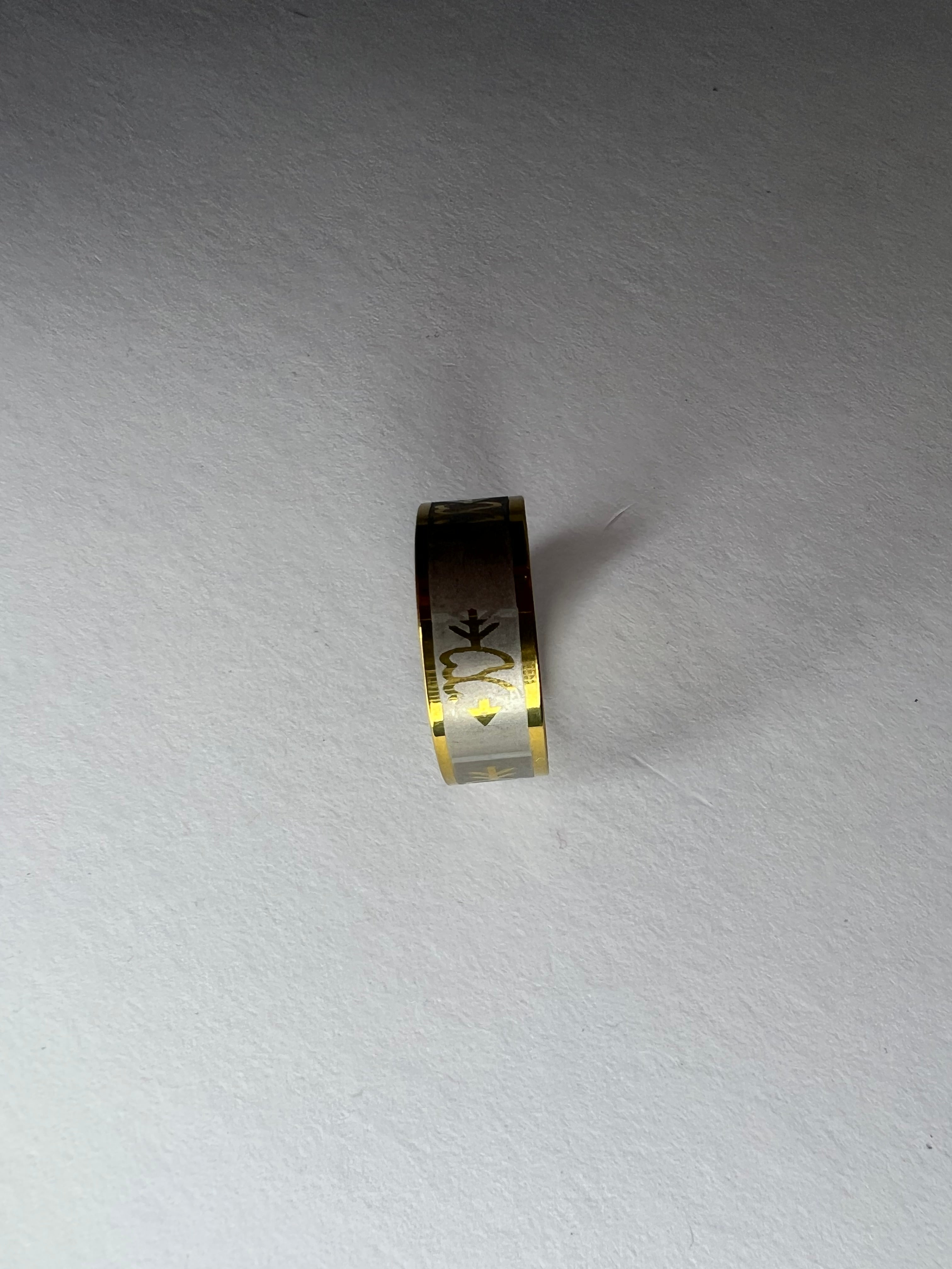 Bague en Acier Inoxydable - Or & Argent - Cœur Fléché. Taille 17 à 21